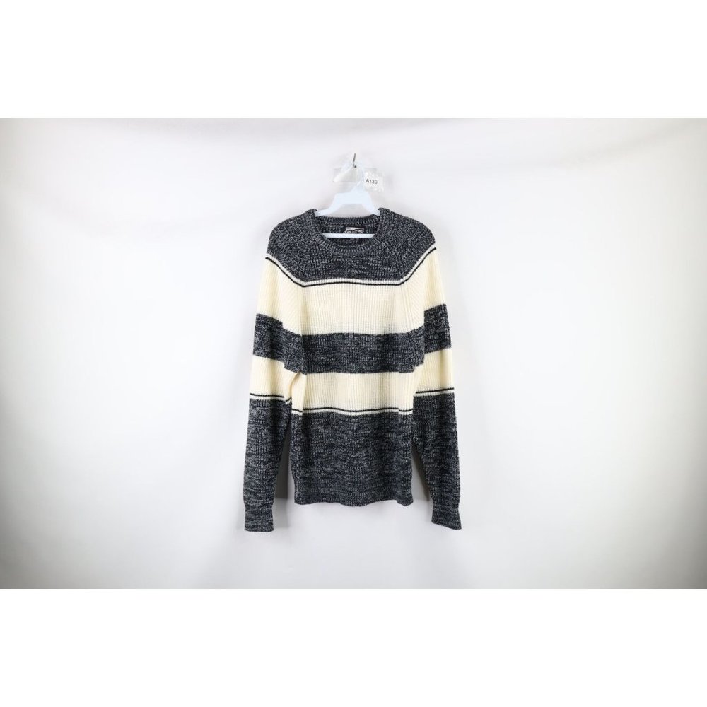 Vintage 90s Streetwear Mens Size Large Color Block Ribbed Knit Crewneck Sweater